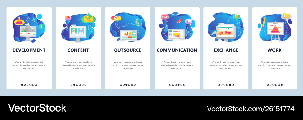 Website and mobile app onboarding screens Website and mobile app onboarding screens Vector Image