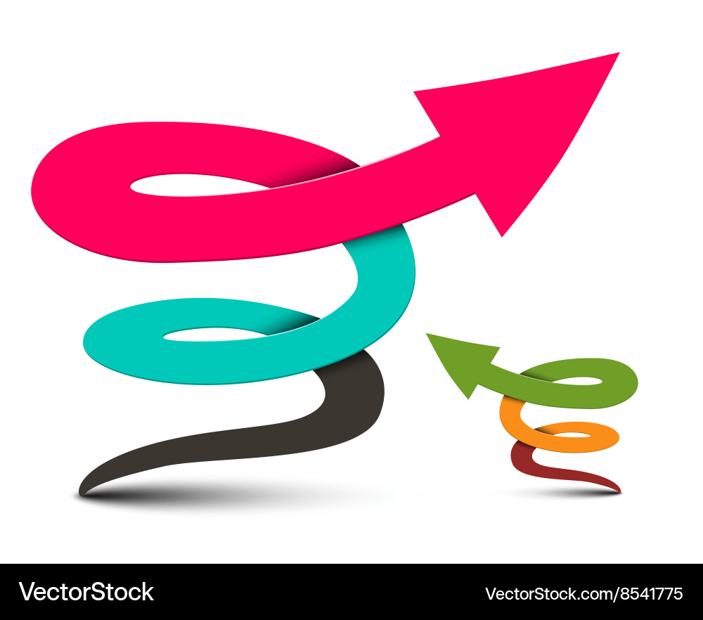 3d twisted arrows set isolated on white background Vector Image