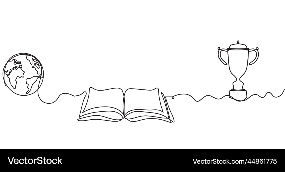 Abstract open book with trophy as line drawing Abstract open book with trophy as line drawing vector image
