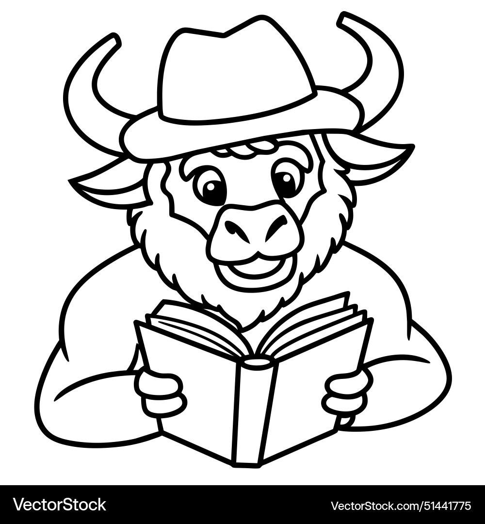 American bison reading icon Royalty Free Vector Image