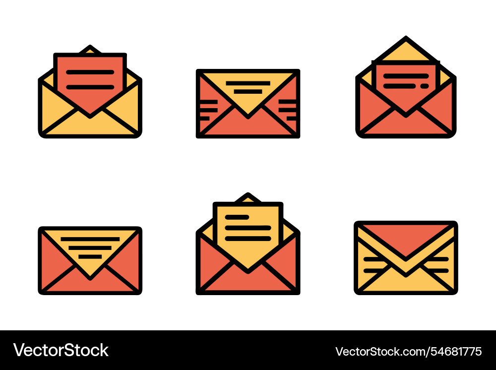 Art style envelope icon bundle set design Art style envelope icon bundle set design vector image