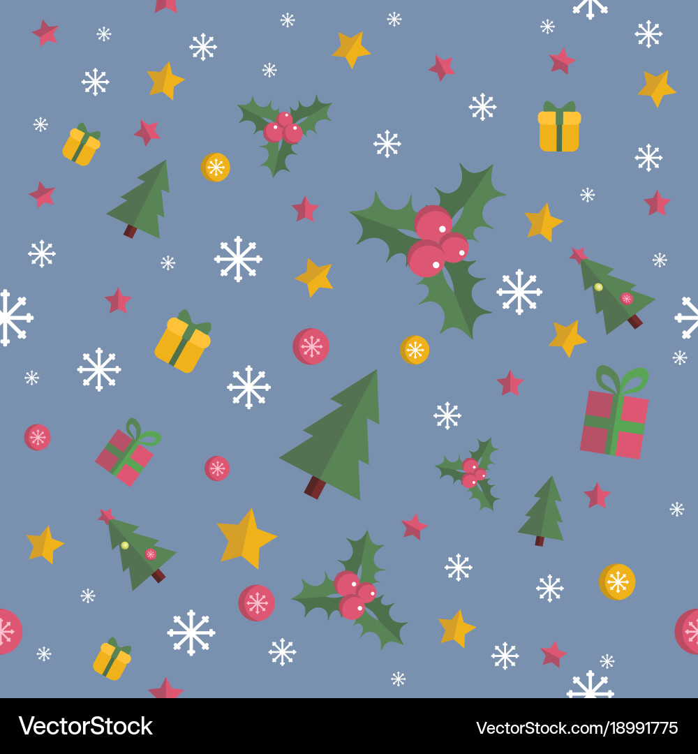 Christmas seamless pattern with flat elements Vector Image