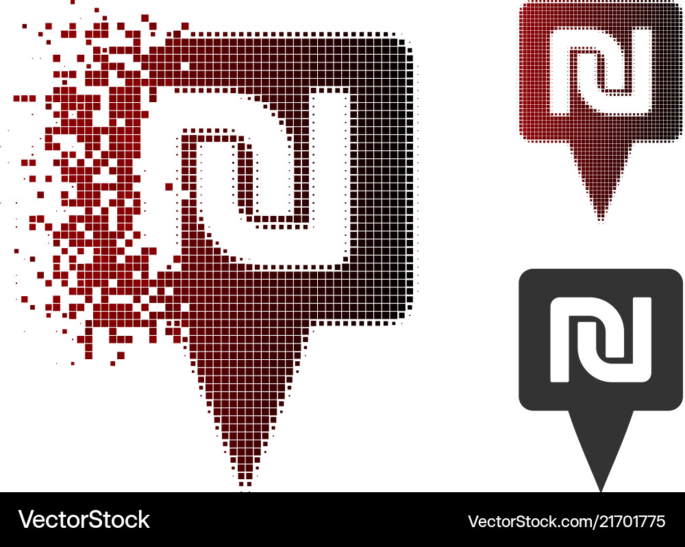 Dispersed pixelated halftone shekel map pointer Dispersed pixelated halftone shekel map pointer vector image