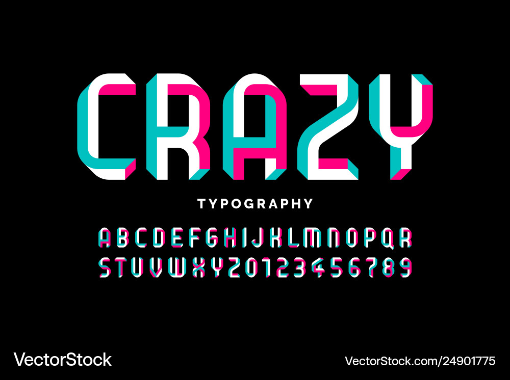 Impossible 3D Shape Font Vector Image