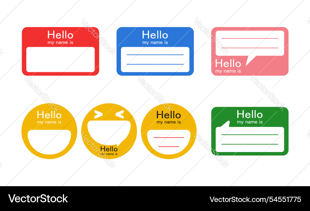 Name tag sticker design template empty with text Name tag sticker design template empty with text vector image