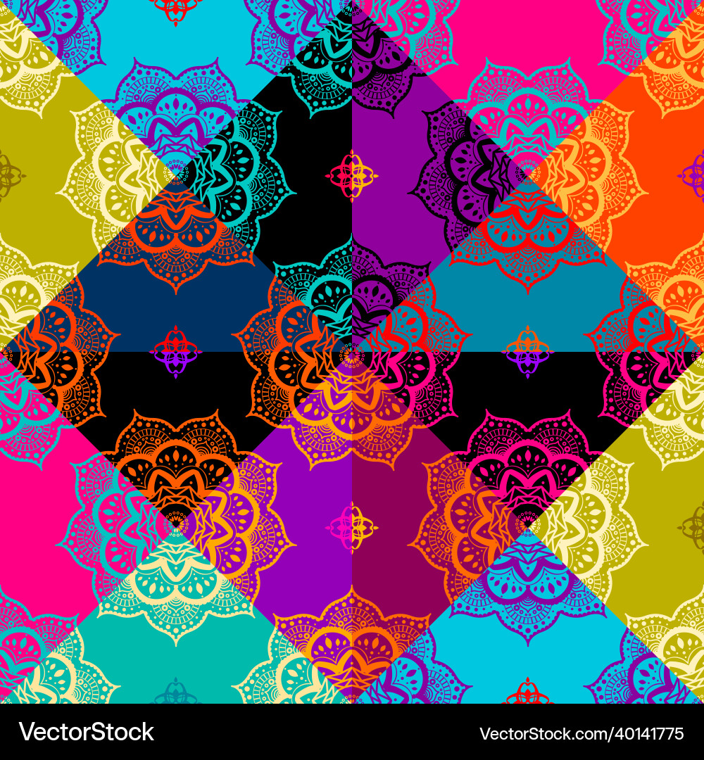 Patchwork textile pattern seamless quilting Patchwork textile pattern seamless quilting Vector Image