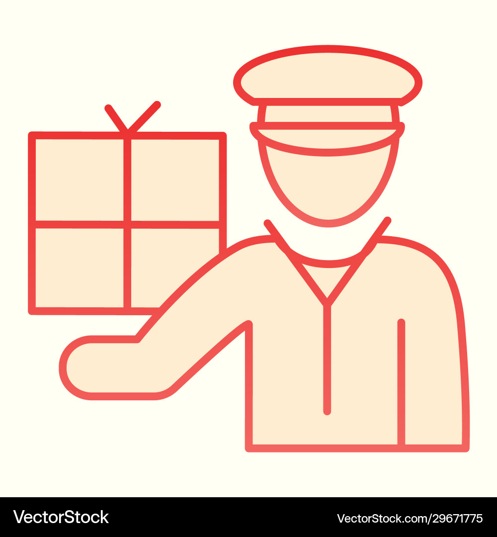 Postman with package line icon mail man worker Postman with package line icon mail man worker vector image