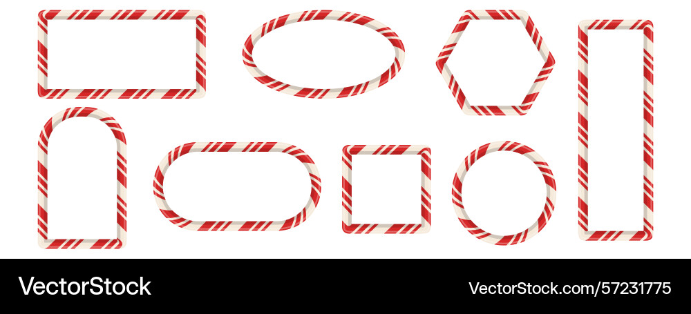 Realistic set of candy cane style frames includes Realistic set of candy cane style frames includes vector image