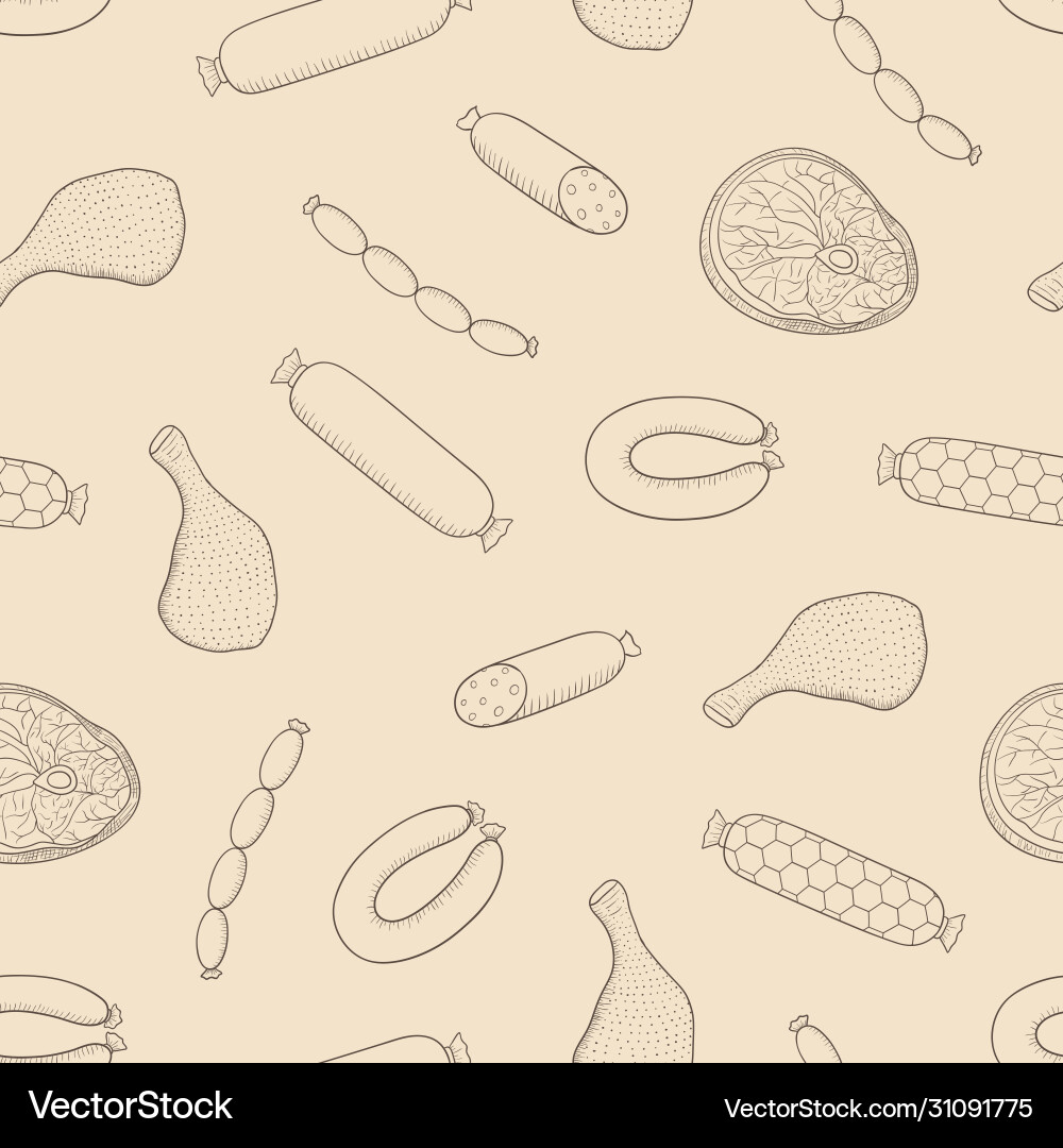 Seamless pattern with meat products-01 Vector Image