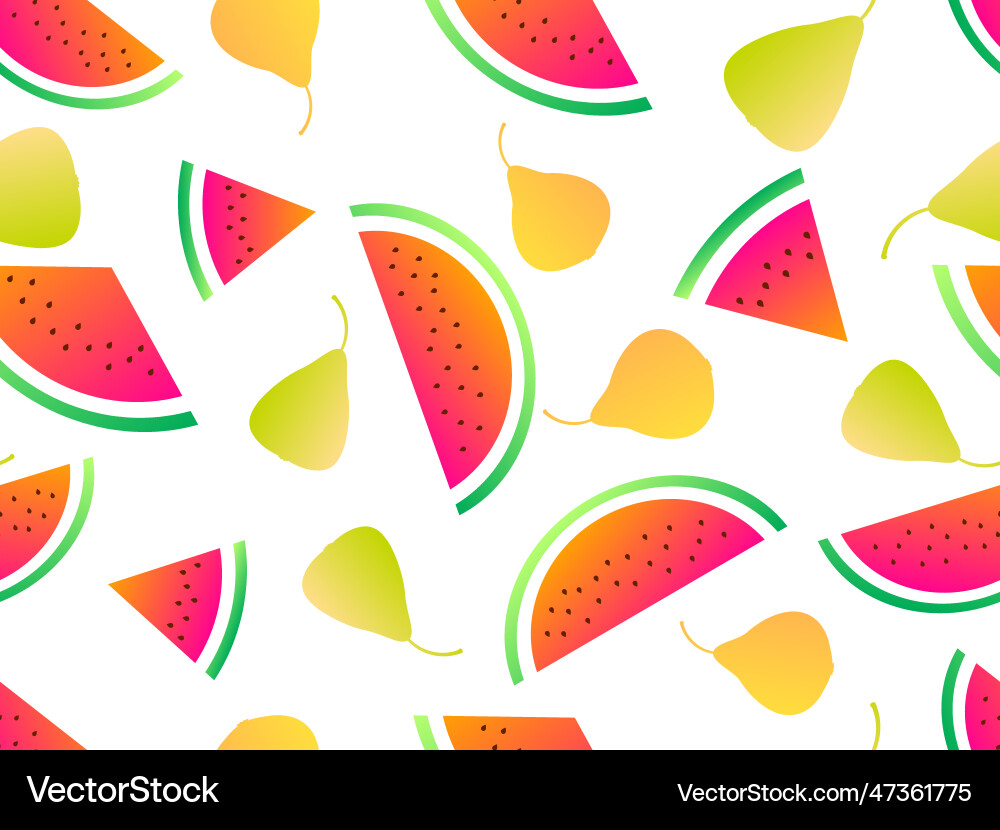 Seamless pattern with watermelon slices and pears Seamless pattern with watermelon slices and pears Vector Image