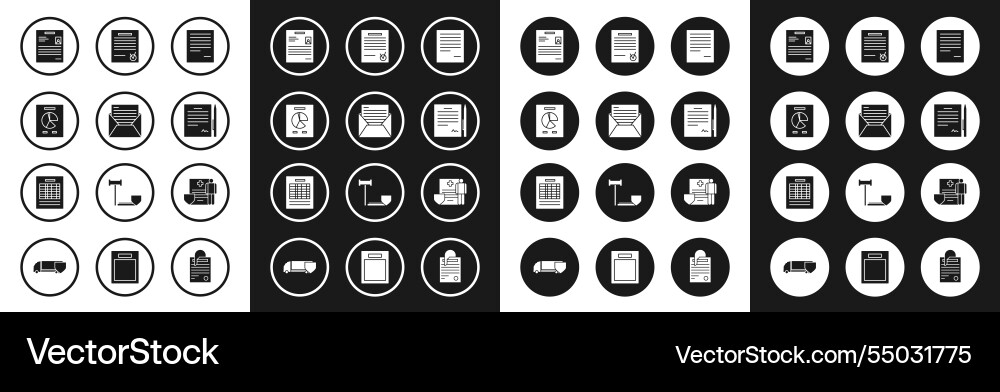 Set document mail and e-mail with graph chart Set document mail and e-mail with graph chart vector image