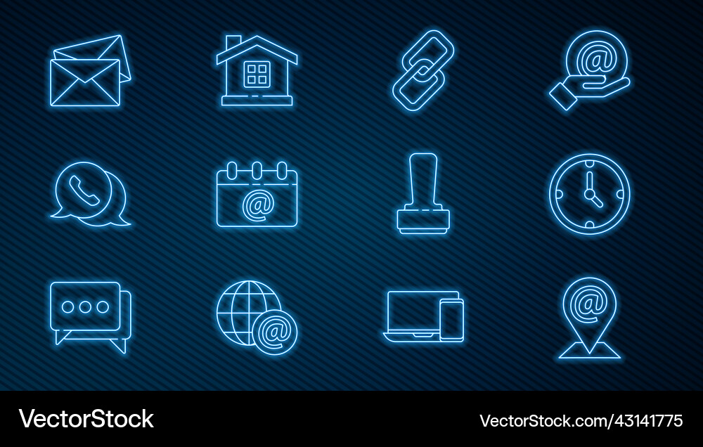 Set line location and mail e-mail clock Set line location and mail e-mail clock vector image