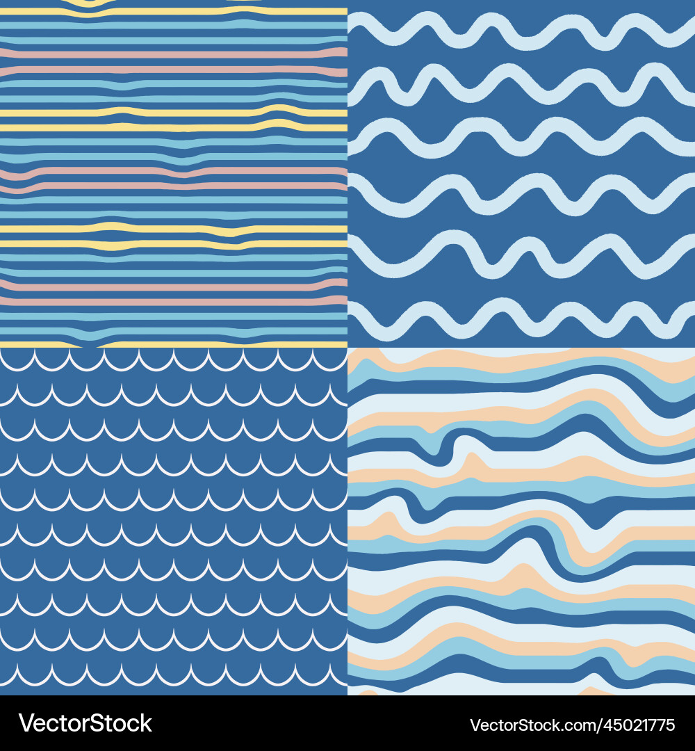 Set of 4 seamless patterns distorted stripes Vector Image