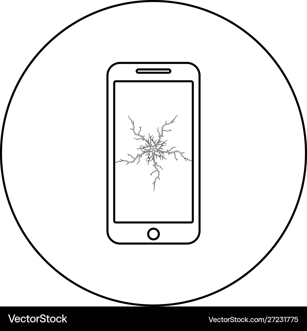 Smartphone with crash touch screen icon in circle Vector Image