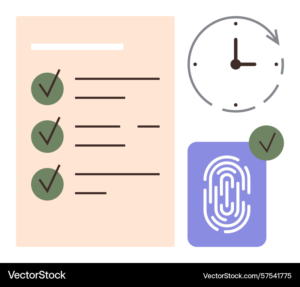 Task-Checkliste mit Uhr Fingerabdruck und überprüfen Task-Checkliste mit Uhr Fingerabdruck und überprüfen vektorbild
