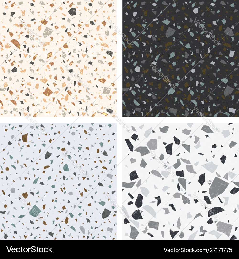 Terrazzo textures set seamless vector image