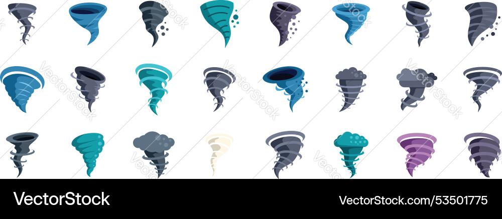 Tornado swirling in different shapes generating Vector Image