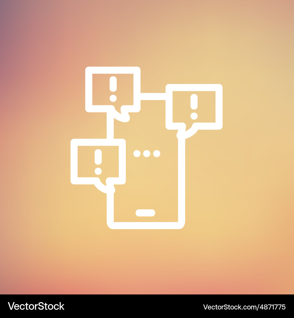 Touchscreen phone with error messages bubbles thin Vector Image