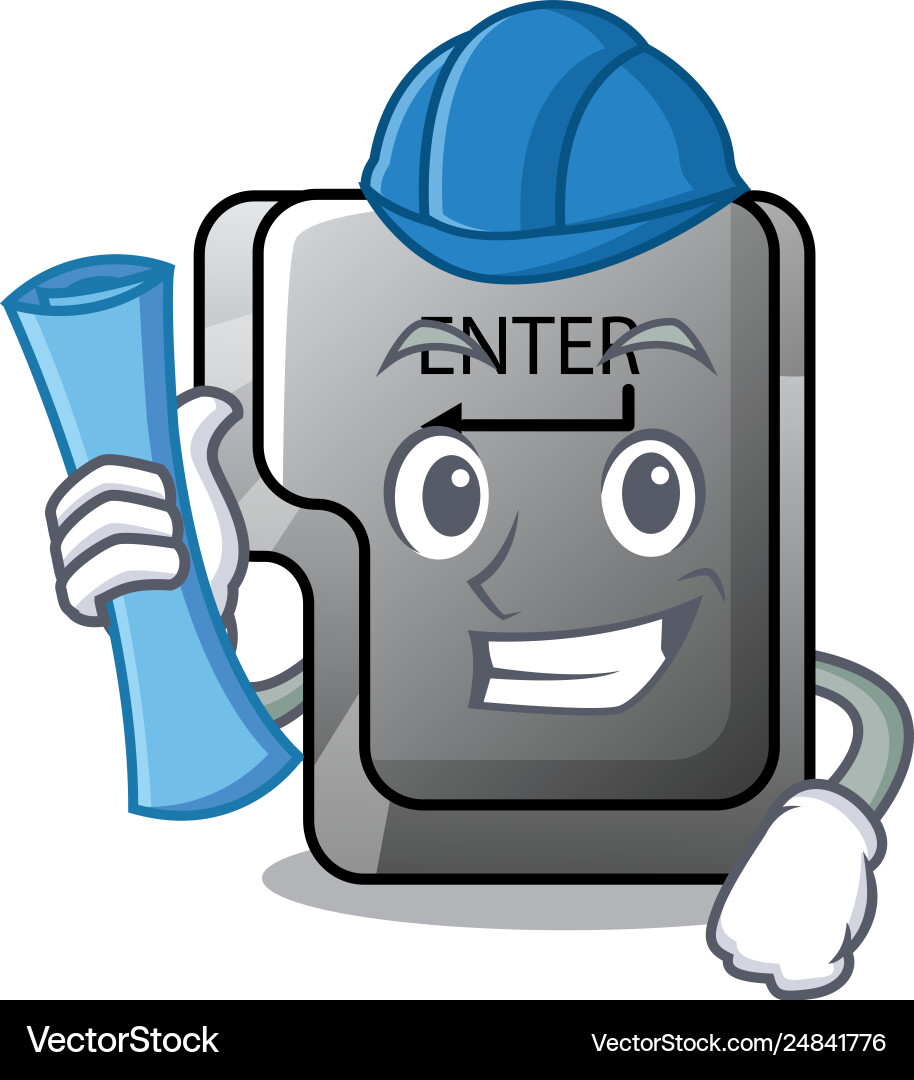Architect button enter on a keyboard character vector image