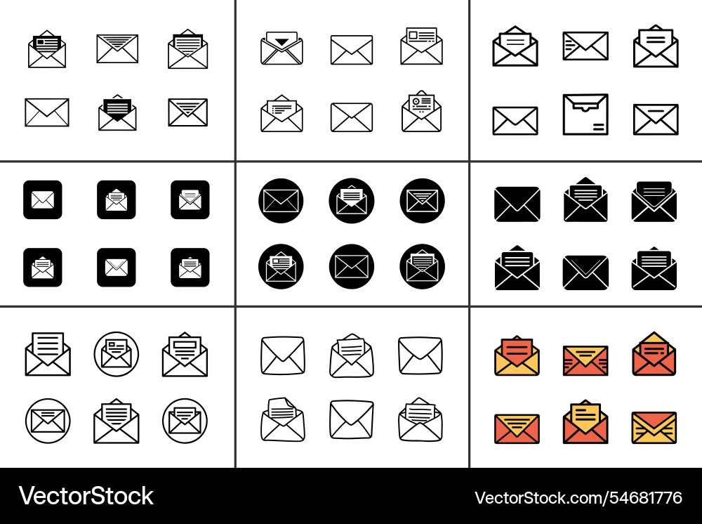 Art style envelope icon bundle set design Art style envelope icon bundle set design vector image
