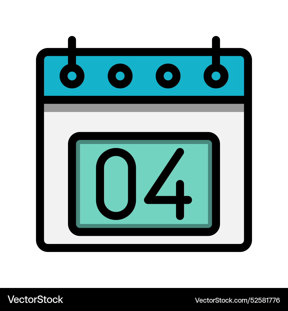 Calendar 4st date color linear icon time event Calendar 4st date color linear icon time event Vector Image