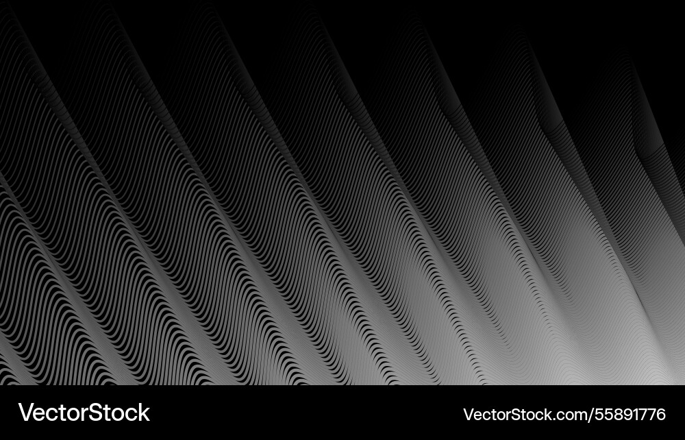 Dark background with wavy lines abstract Vector Image