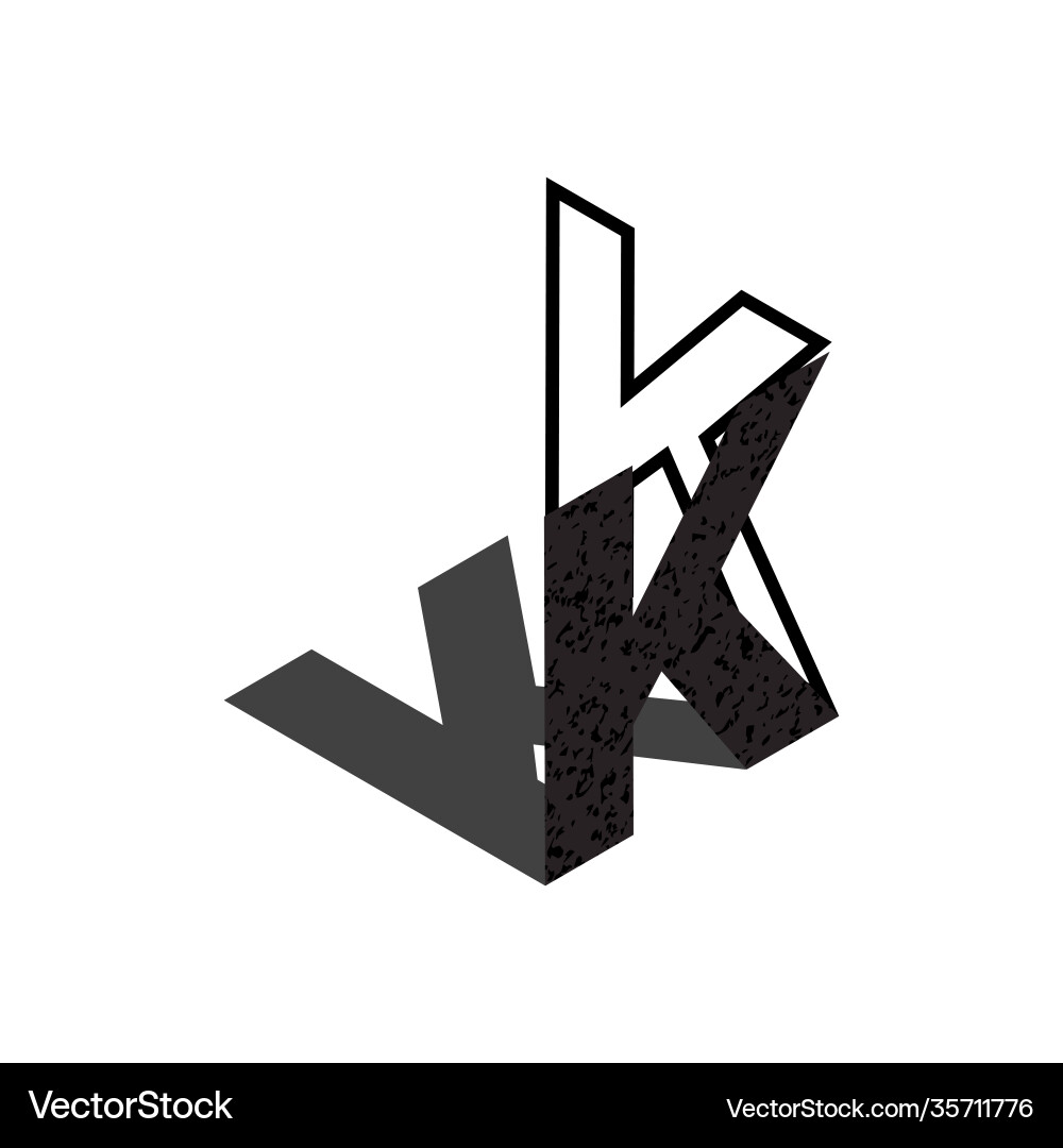Flat isometric initial letter with shadow texture Flat isometric initial letter with shadow texture vector image