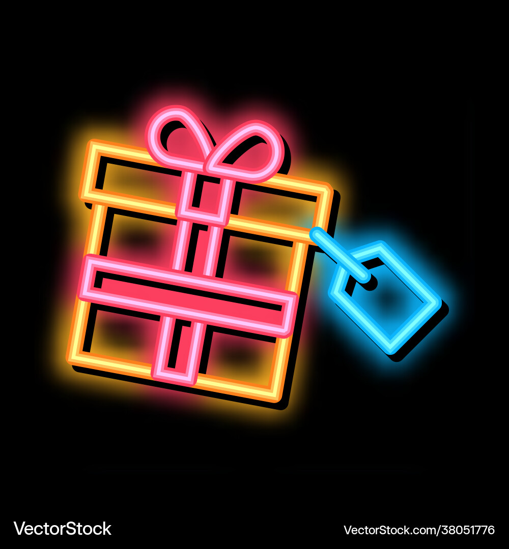 Gist box label neon glow icon vector image