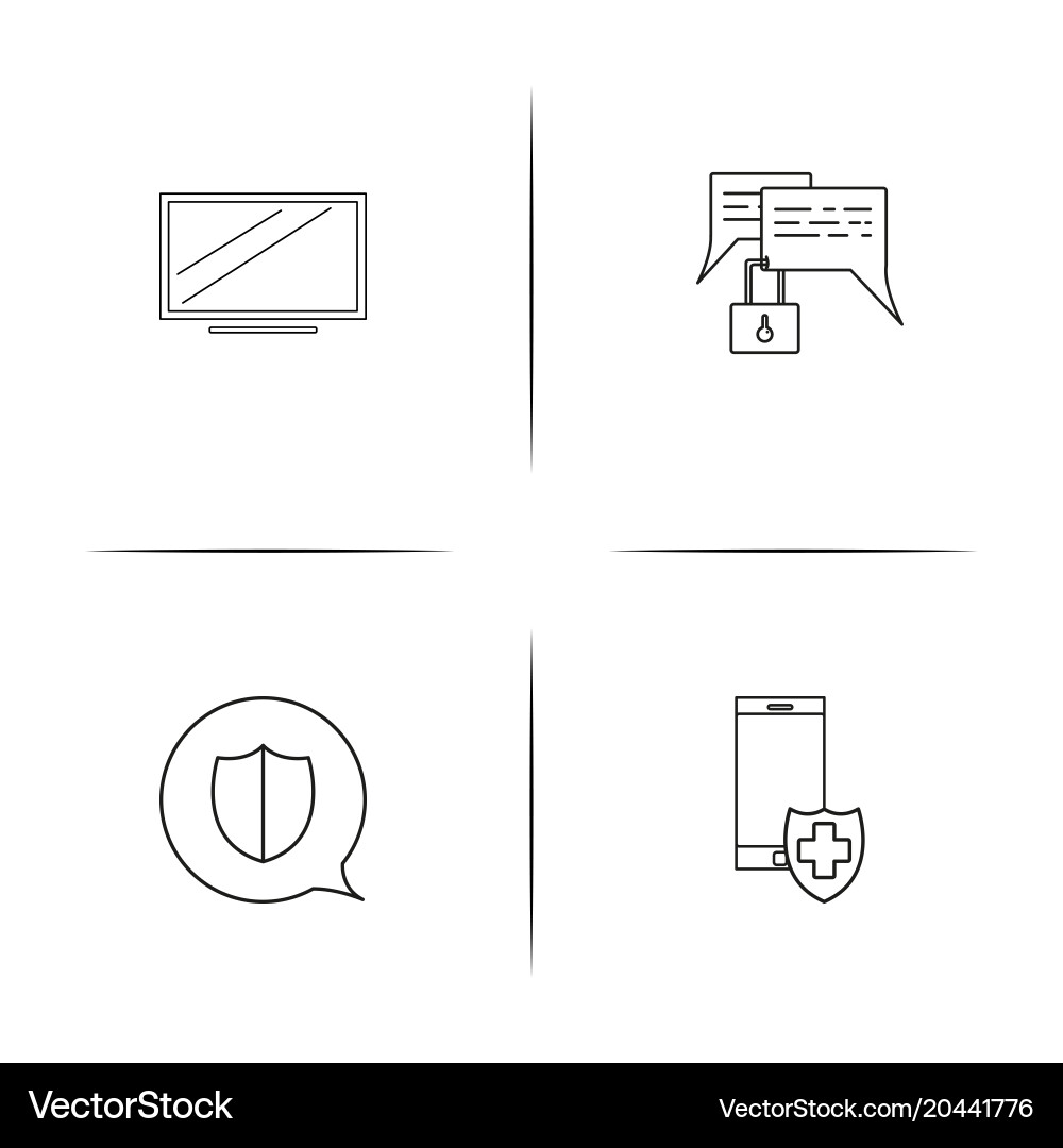 Internet security simple linear icon setsimple vector image