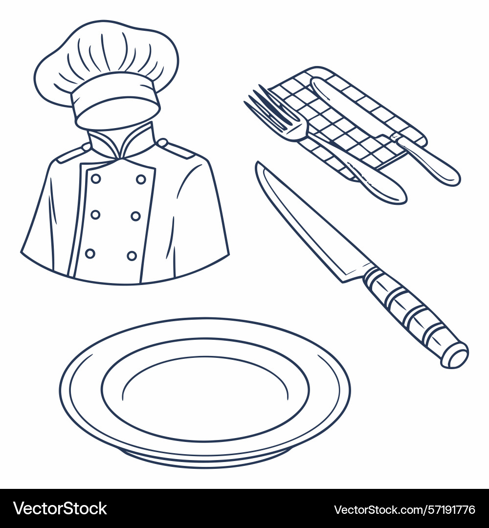 Maroon line drawing of place setting with fork vector image