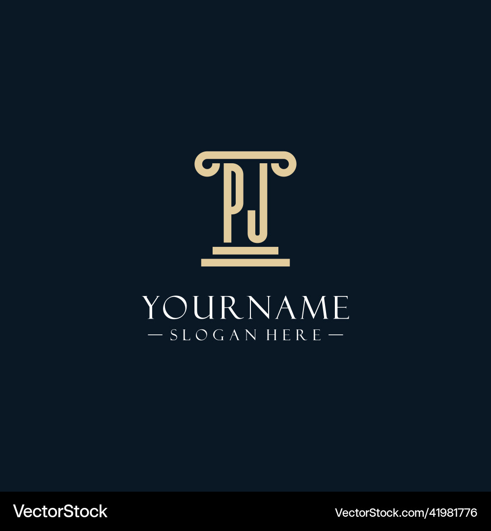 Pj initial monogram logos with pillar shapes style Vector Image