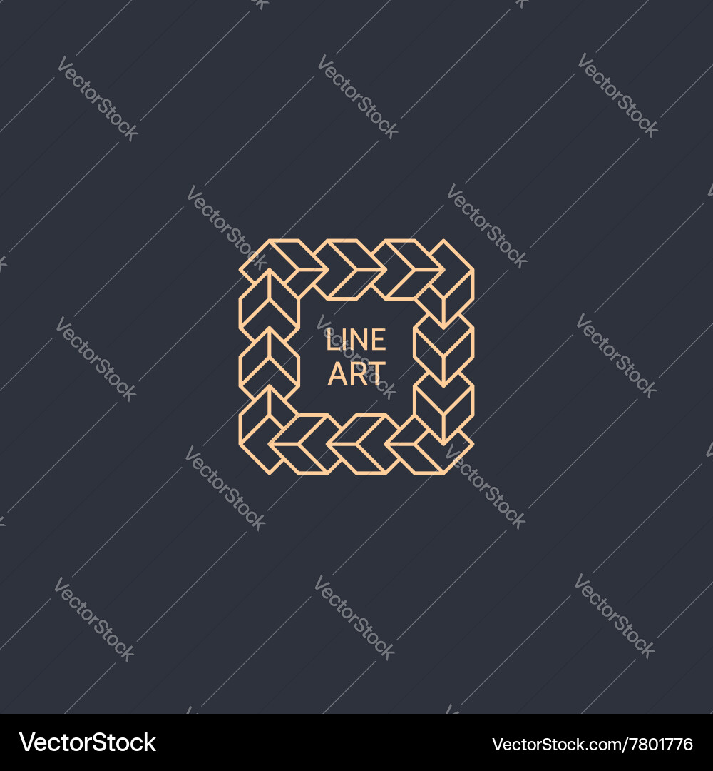 Retro frame with place for text line art design vector image