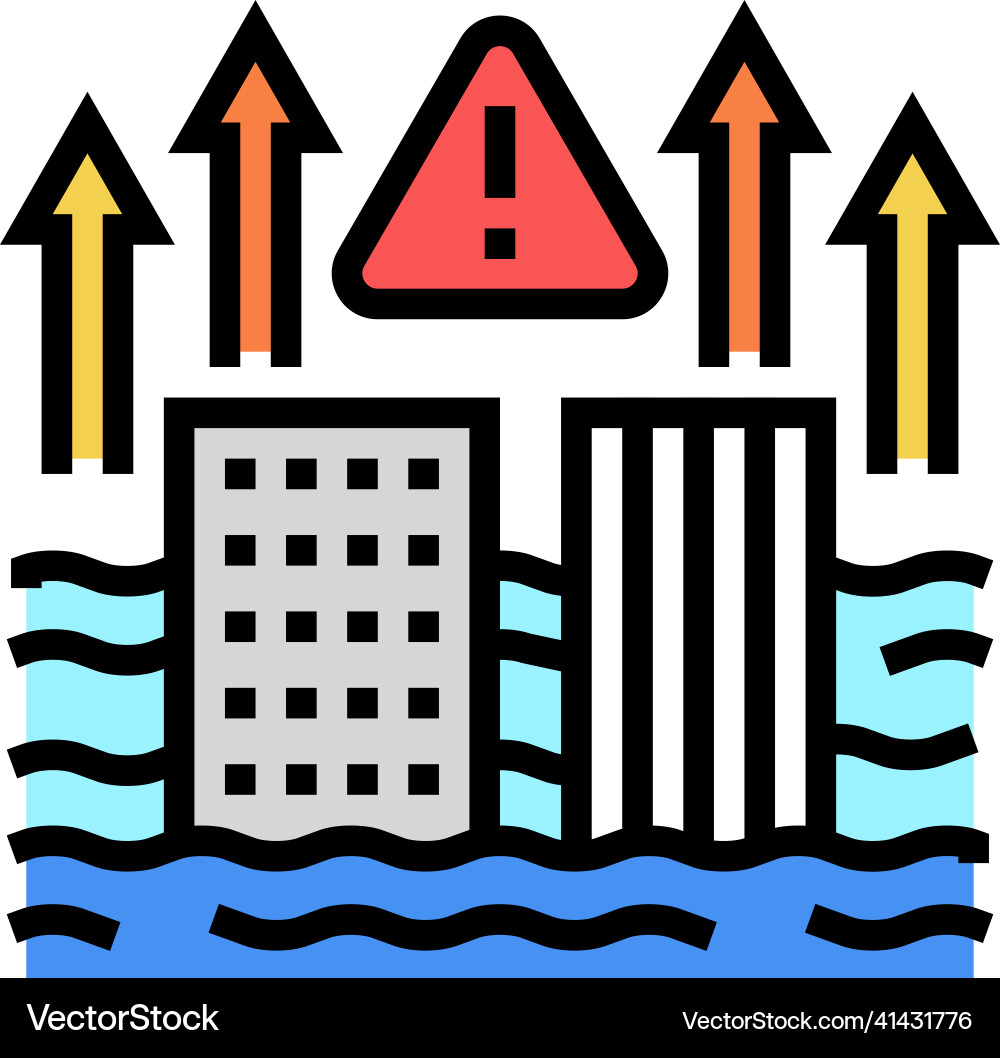 Sea level problem color icon Sea level problem color icon vector image