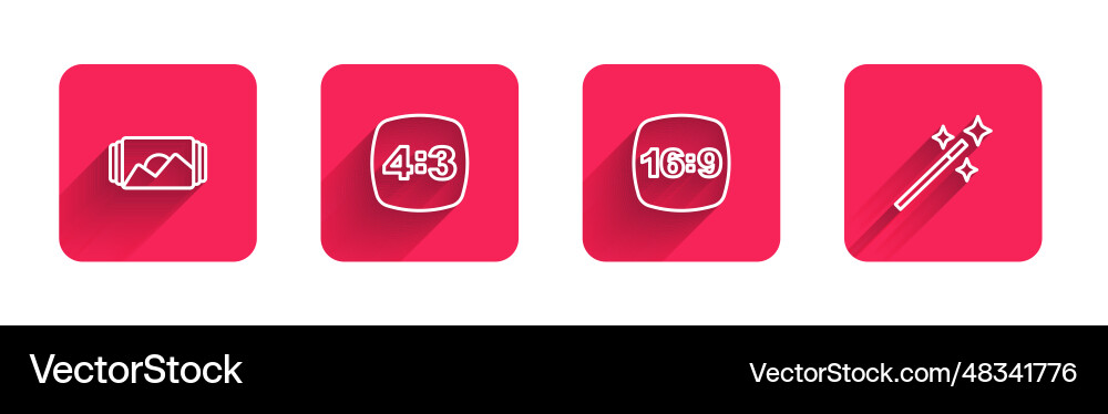 Set line photo frame 4 16 and retouching Vector Image