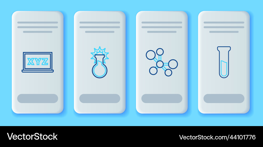 Set line test tube and flask molecule xyz vector image