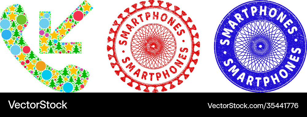 Smartphones distress seals and incoming call Vector Image