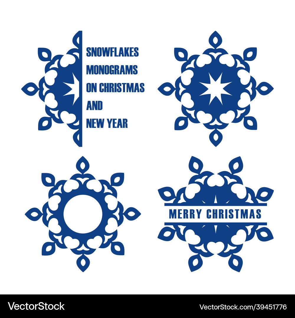 Snowflake monograms horizontal round Snowflake monograms horizontal round vector image