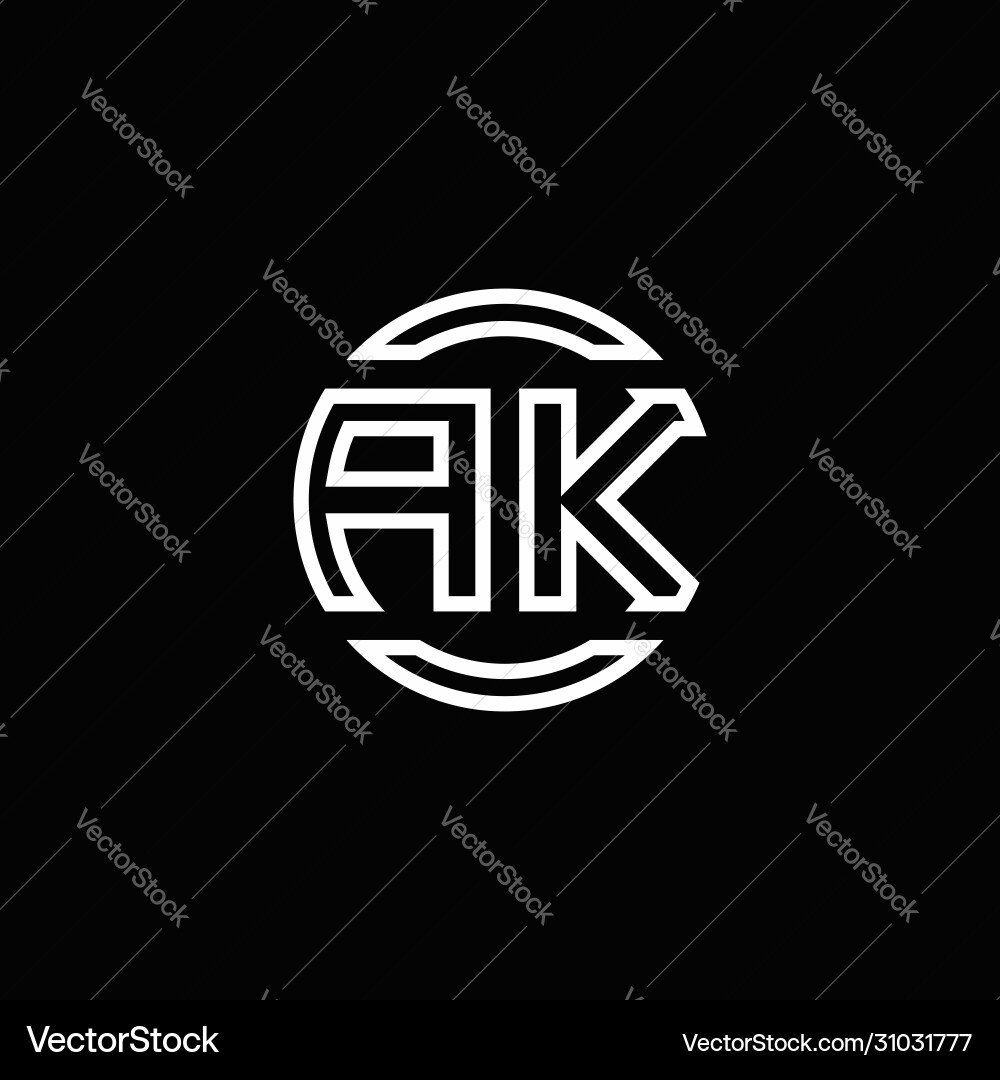 Ak logo monogram with negative space circle Vector Image