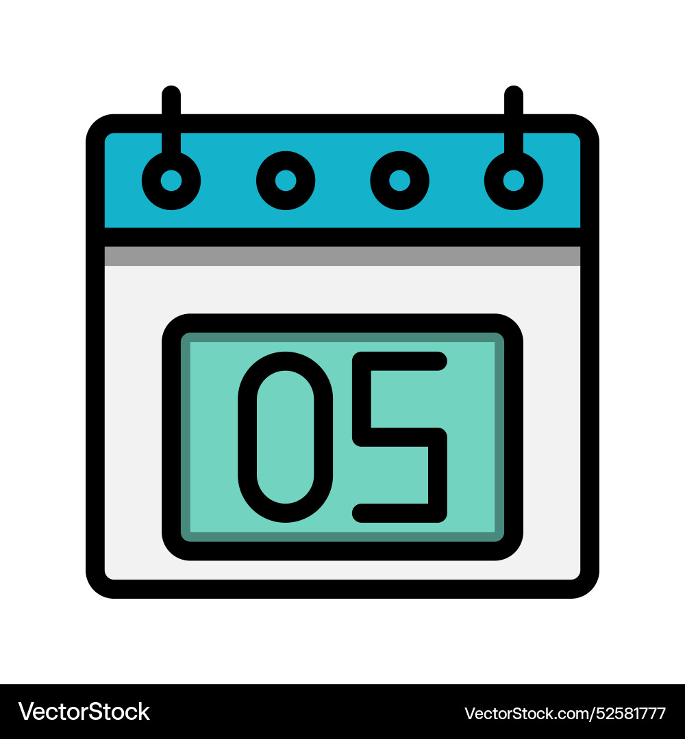Calendar 5st date color linear icon time event Calendar 5st date color linear icon time event vector image