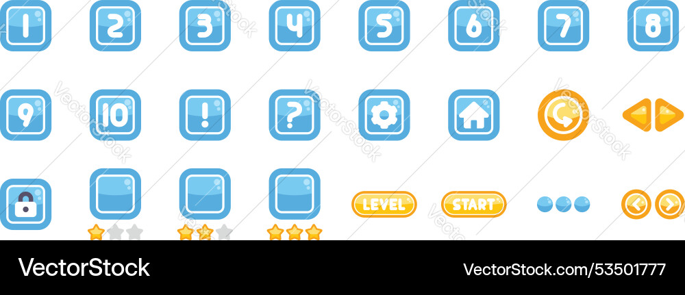 Colorful set of buttons with numbers and icons vector image