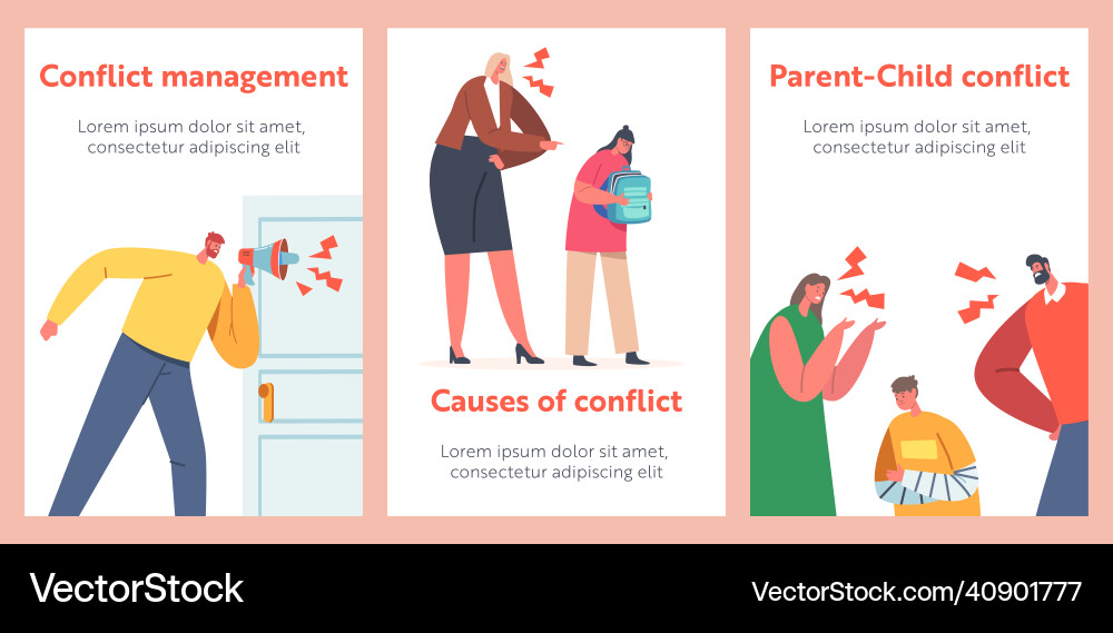 Conflict between parents and children cartoon Conflict between parents and children cartoon vector image