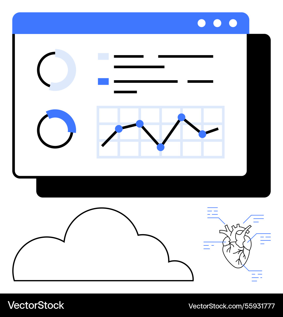 Data analytics dashboard with chart cloud Data analytics dashboard with chart cloud Vector Image