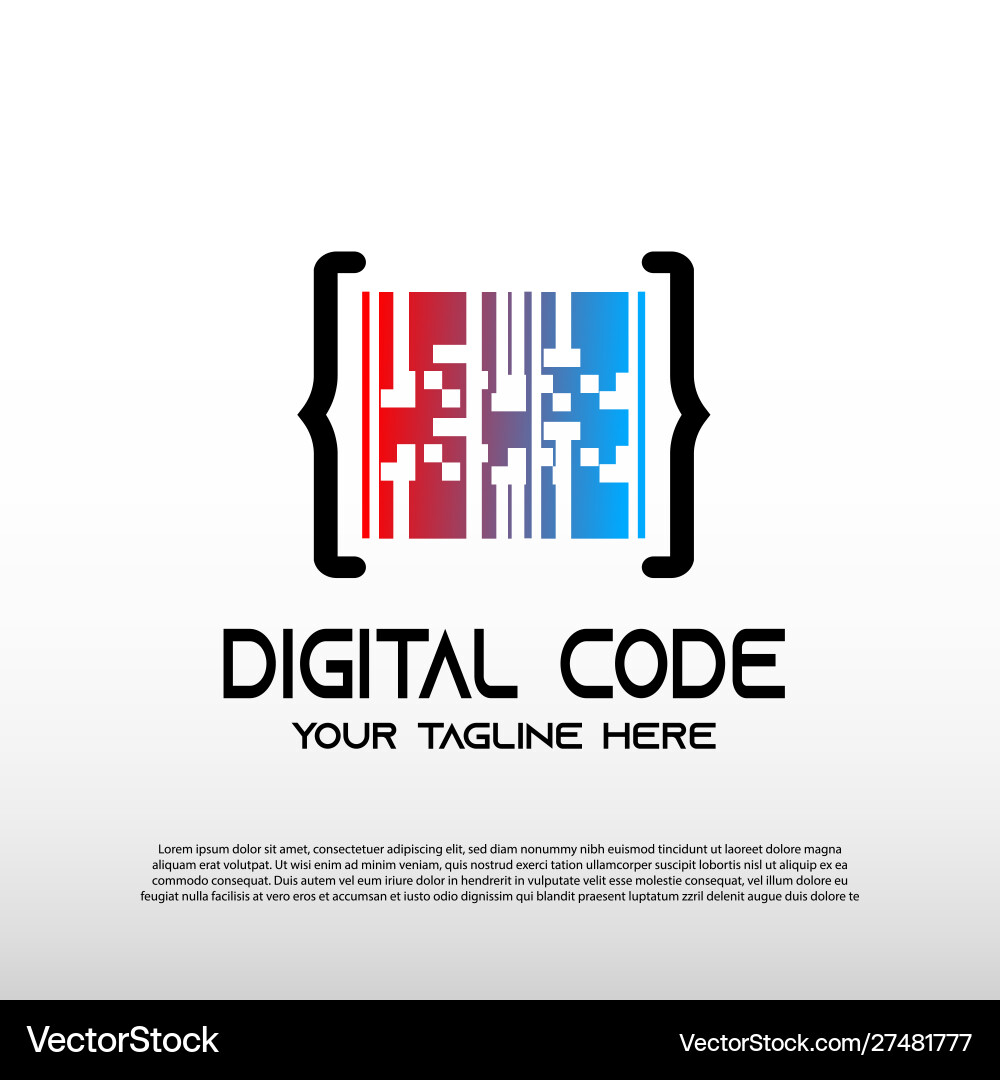 Digital code logo with pixel concept barcode Digital code logo with pixel concept barcode vector image