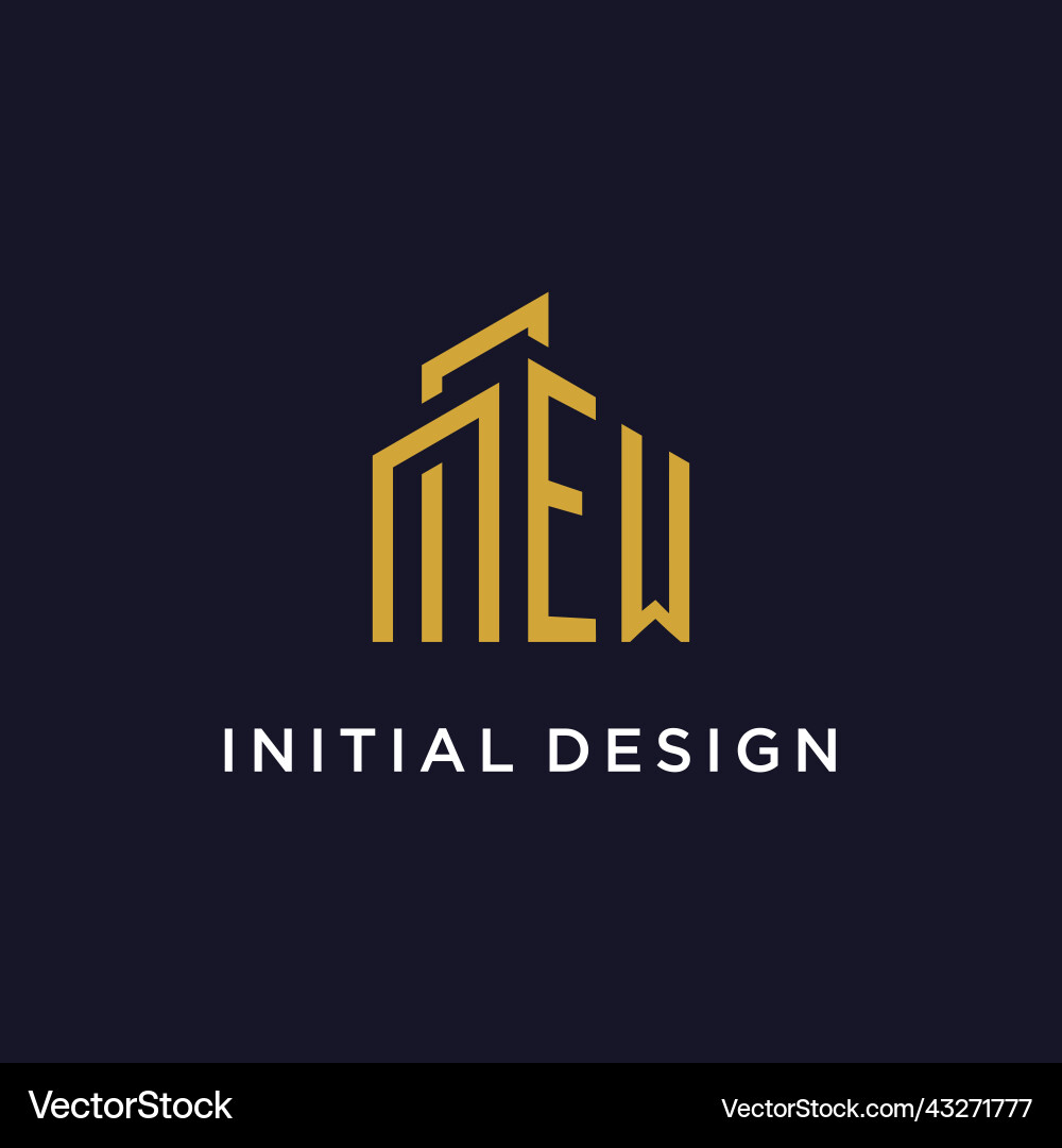 Ew initial monogram with building logo design Vector Image