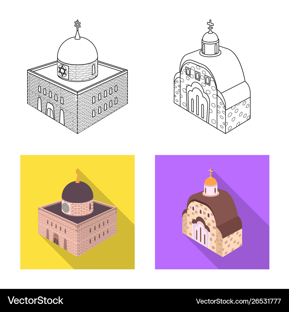 Isolated object temple and historic symbol set Isolated object temple and historic symbol set Vector Image