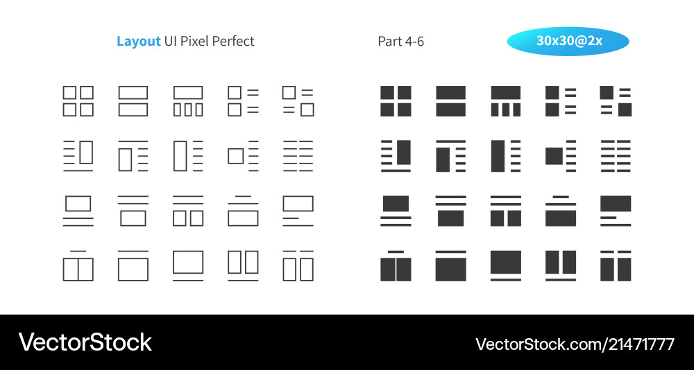 Layout ui pixel perfect well-crafted thin Layout ui pixel perfect well-crafted thin vector image