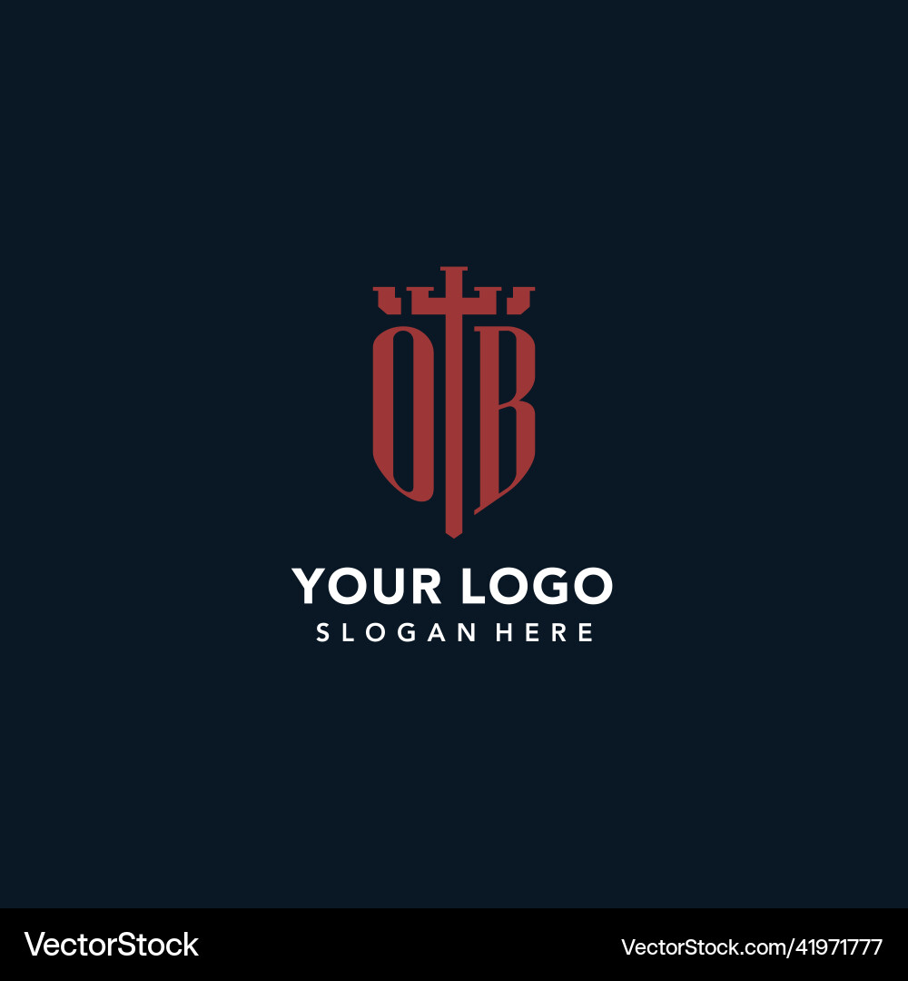 Ob initial monogram logos with sword and shield Vector Image