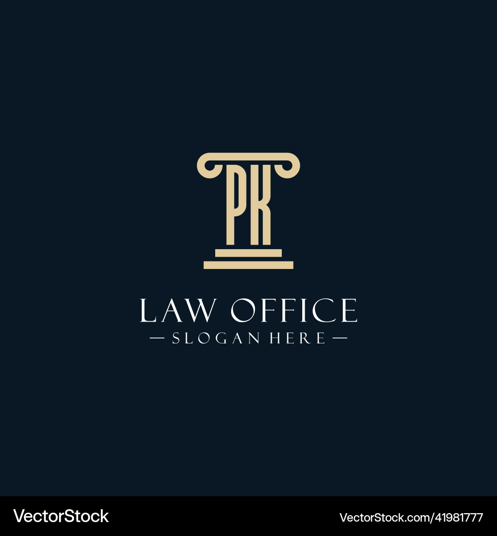 Pk initial monogram logos with pillar shapes style Vector Image