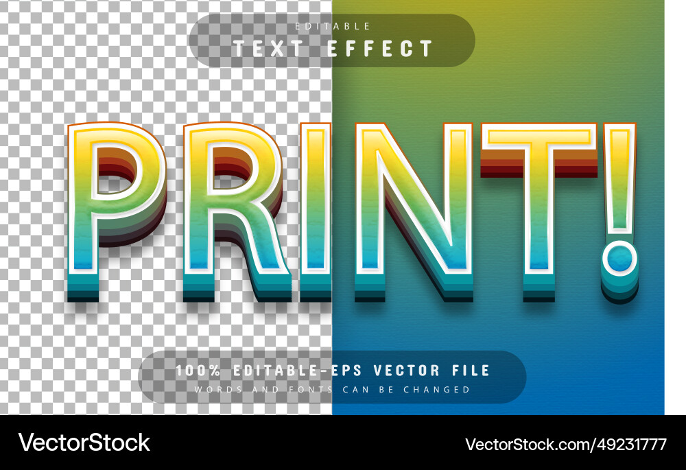 Print text effect editable Print text effect editable vector image