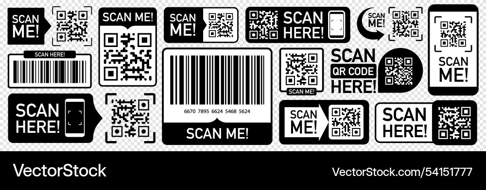 Qr code scan icon set black color Qr code scan icon set black color vector image